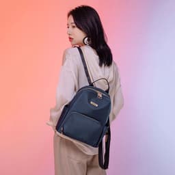 image-Trendy Korean Style Pure Color Simple Stylish Oxford Cloth Women's Backpack