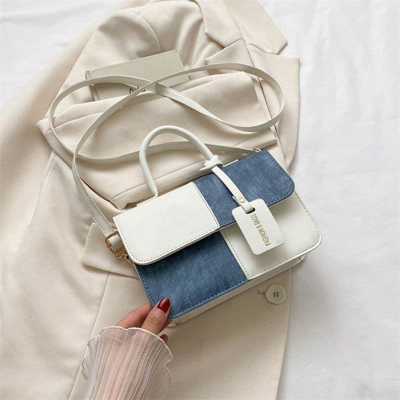 image-Popular Fashion Stitching Texture Portable Summer Commute Western Style Women's Cross-body Bag
