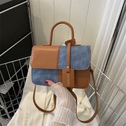 image-Popular Fashion Stitching Texture Portable Summer Commute Western Style Women's Cross-body Bag