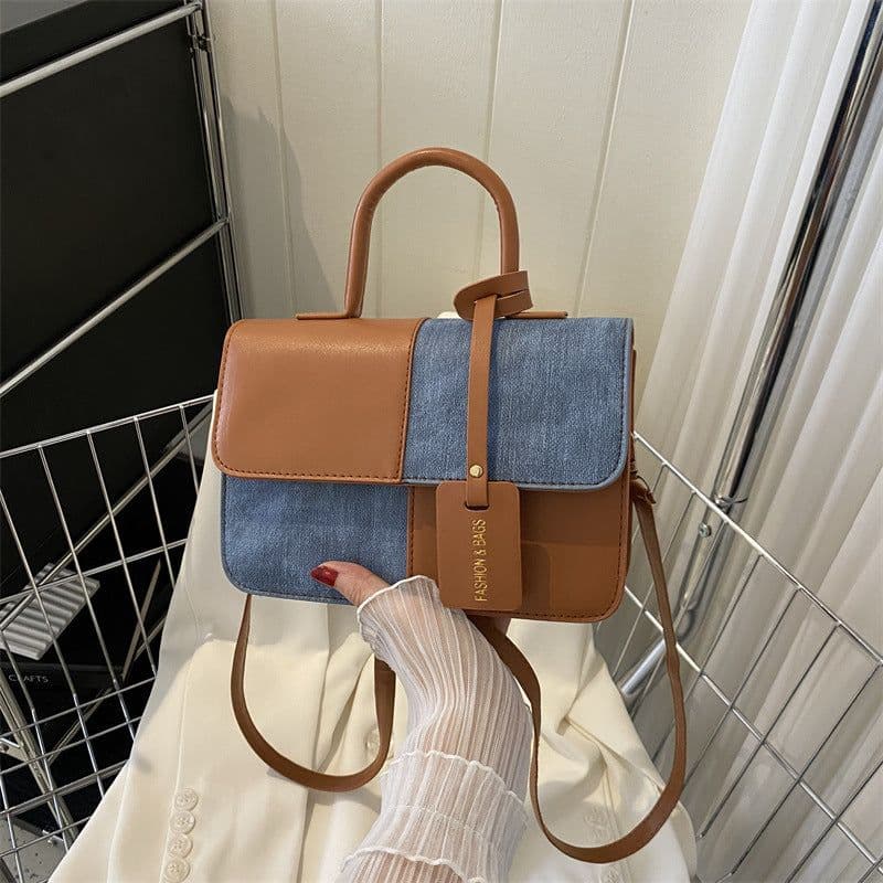 image-Popular Fashion Stitching Texture Portable Summer Commute Western Style Women's Cross-body Bag