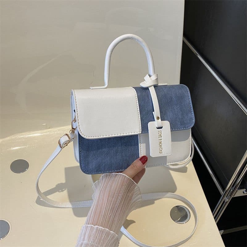 image-Popular Fashion Stitching Texture Portable Summer Commute Western Style Women's Cross-body Bag