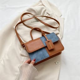 image-Popular Fashion Stitching Texture Portable Summer Commute Western Style Women's Cross-body Bag