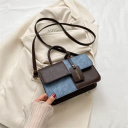 image-Popular Fashion Stitching Texture Portable Summer Commute Western Style Women's Cross-body Bag