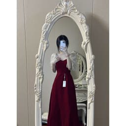 image-Small Plus Size Wine Red Puff Sleeve Princess High-grade Evening Dress