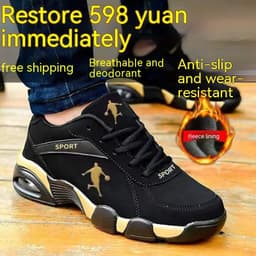 image-Winter Cotton-padded Leather Shoes Male Warm With Velvet Men's High-top Leather Shoes