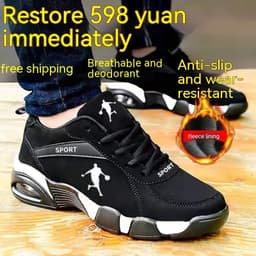 image-Winter Cotton-padded Leather Shoes Male Warm With Velvet Men's High-top Leather Shoes