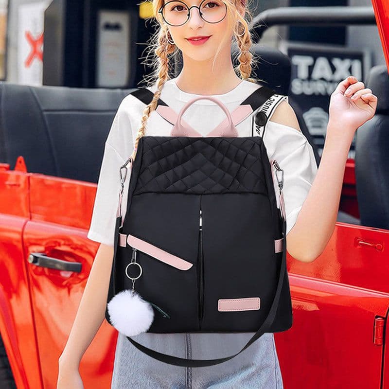 image-Fashion Casual Oxford Cloth Shoulder Bag Women's Contrast Color Large Capacity Waterproof Backpack