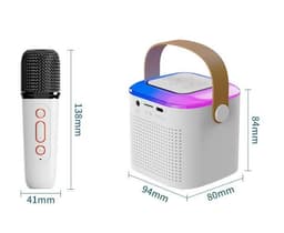 image-Microphone Karaoke Machine Bluetooth Speaker With 2 Wireless Mic RGB Light Home Family Singing Speaker