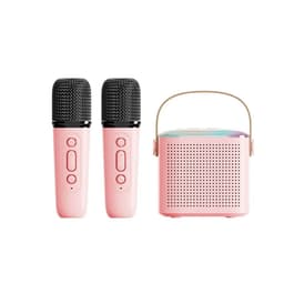 image-Microphone Karaoke Machine Bluetooth Speaker With 2 Wireless Mic RGB Light Home Family Singing Speaker