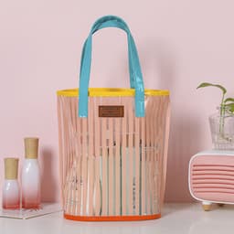 image-Striped Handbag Wash Bag Girl Heart Transparent Portable Large Capacity