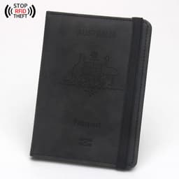 image-Anti-magnetic Australia Passport Case Multiple Card Slots Rubber Band Strap Passport Jacket