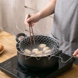 image-Stainless Steel Deep-fried Large Noodle Kitchen French Fries Tools Drain Basket Household Leak Net Spoon Folding Filter