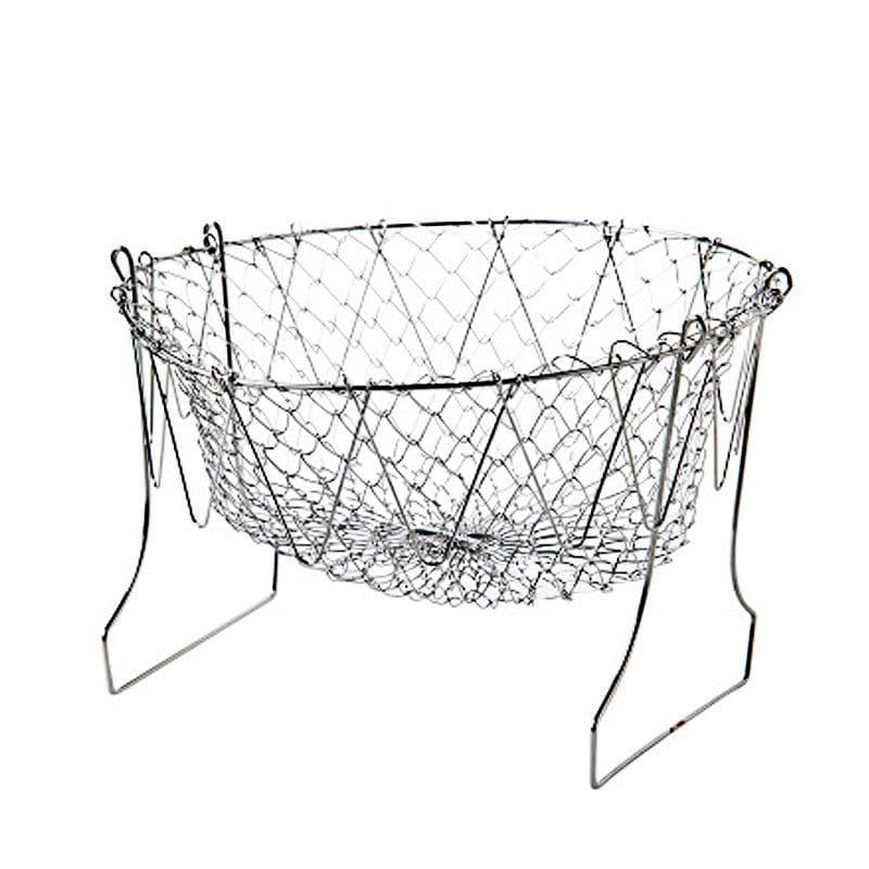 image-Stainless Steel Deep-fried Large Noodle Kitchen French Fries Tools Drain Basket Household Leak Net Spoon Folding Filter