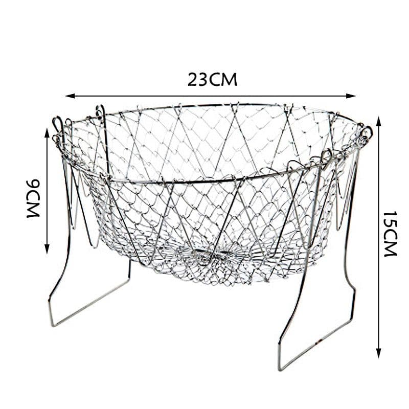 image-Stainless Steel Deep-fried Large Noodle Kitchen French Fries Tools Drain Basket Household Leak Net Spoon Folding Filter