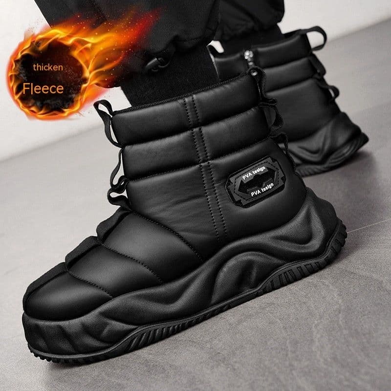 image-High-top Snow Boots Fur Men's Warm Slugged Bottom Cotton Shoes