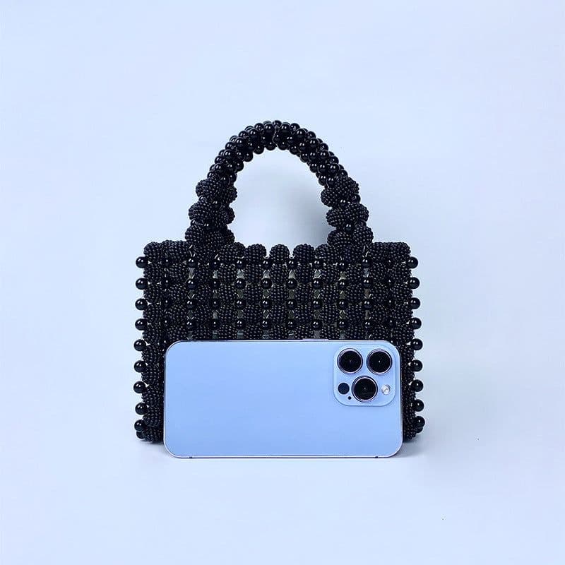 image-Pearl Dinner Dress Handbag Handmade Woven Small Square Bag