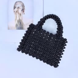 image-Pearl Dinner Dress Handbag Handmade Woven Small Square Bag
