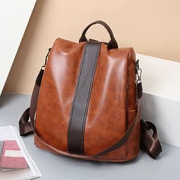 image-Women's Fashion Soft Leather Backpack