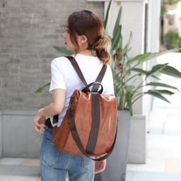 image-Women's Fashion Soft Leather Backpack