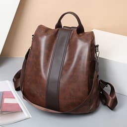 image-Women's Fashion Soft Leather Backpack