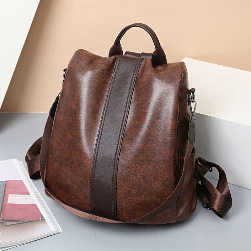 image-Women's Fashion Soft Leather Backpack
