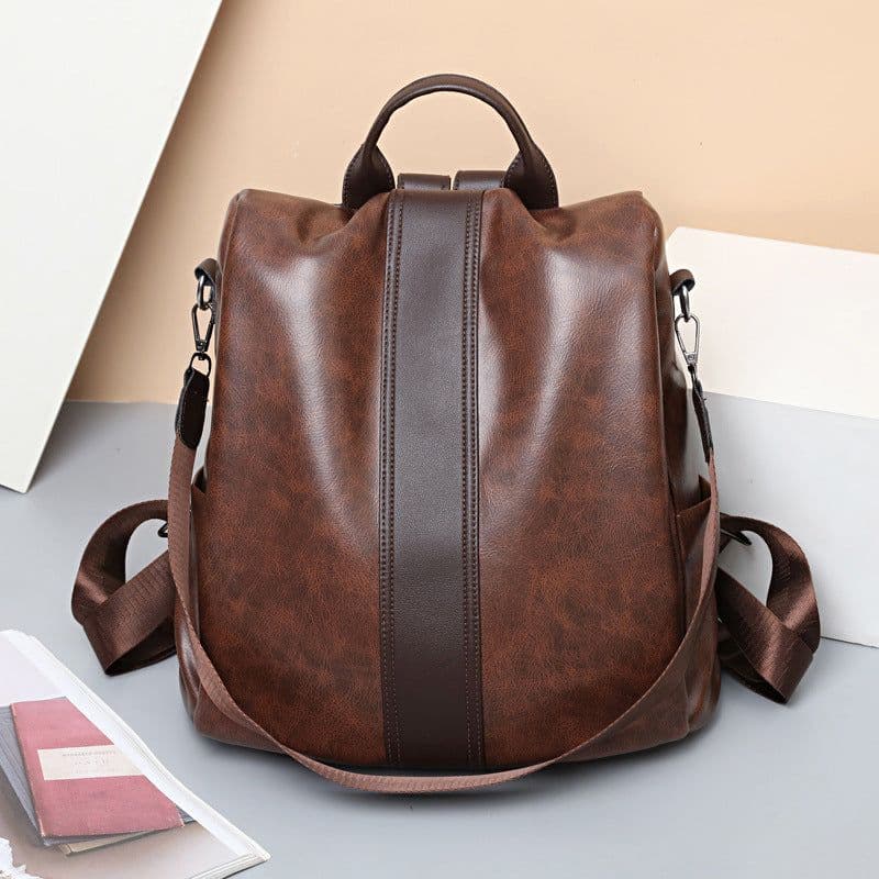 image-Women's Fashion Soft Leather Backpack