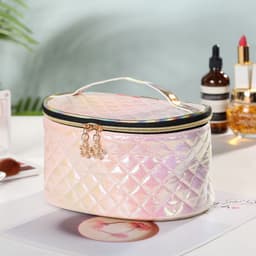 image-Large Capacity Pu Cosmetic Bag Travel Fashion Waterproof Portable Storage Bag