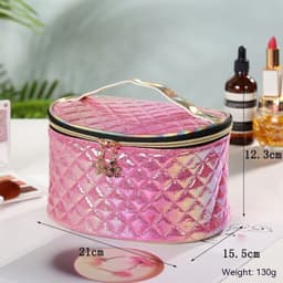 image-Large Capacity Pu Cosmetic Bag Travel Fashion Waterproof Portable Storage Bag