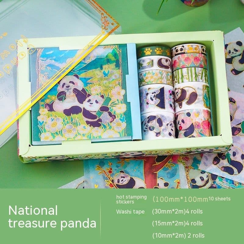 image-And Paper Adhesive Tape Gold Foil Stickers Combination Cultural Creative Panda