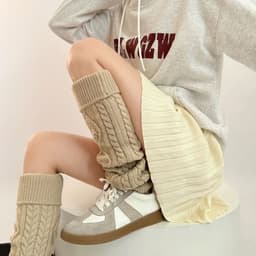 image-Heart ROMBUS Twist Flanging Girl Bunching Thigh High Sock