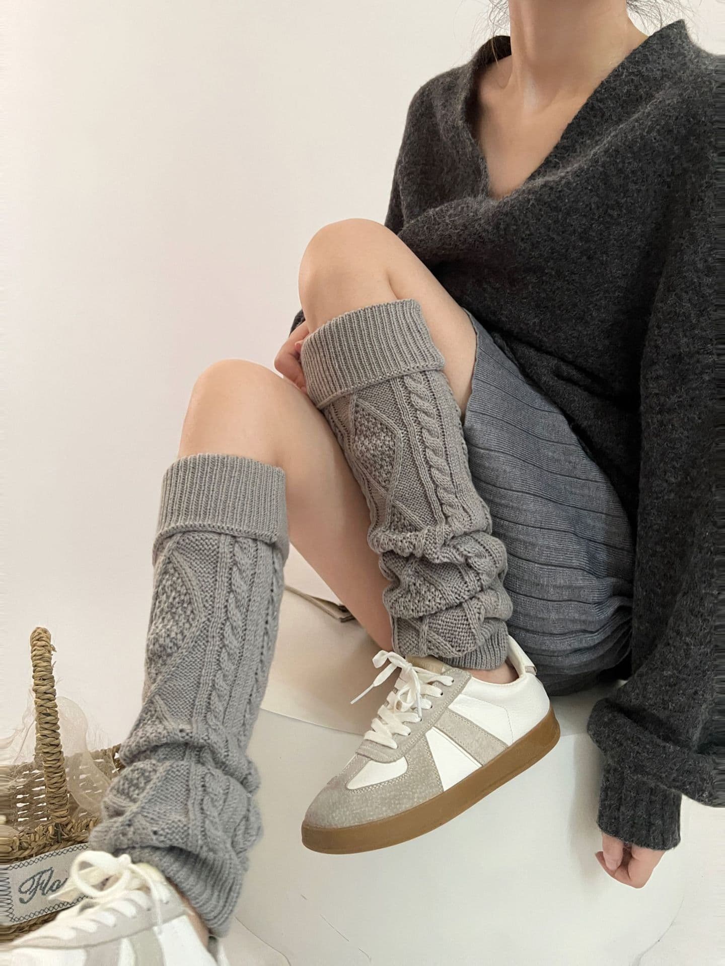 image-Heart ROMBUS Twist Flanging Girl Bunching Thigh High Sock