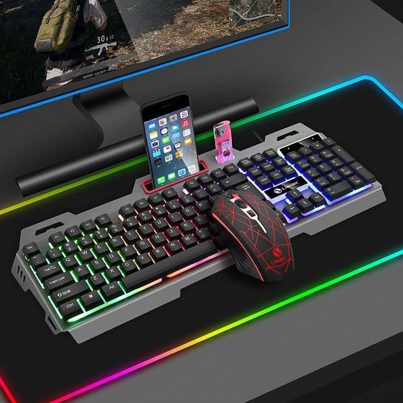 image-Game Luminous Keyboard Mouse Suit E-sports Machinery Feel Key Mouse