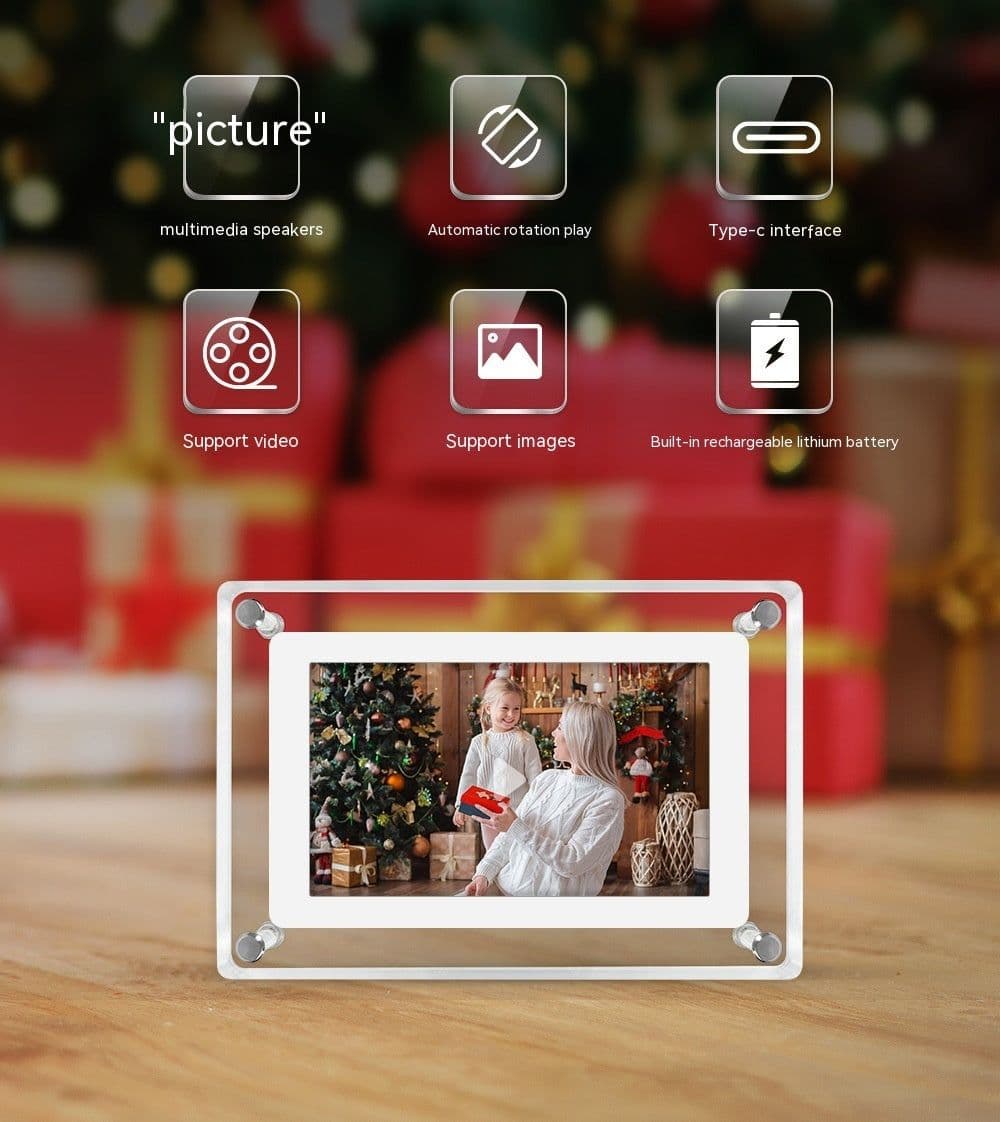 image-5-inch Transparent Fashion Digital Electronic Photo Album Video Advisement Player Business Gift Photo Frame