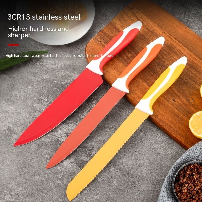 image-Stainless Steel 8-piece Knife Set Kitchen Household Macaron Color Gift Set Multi-purpose Knife
