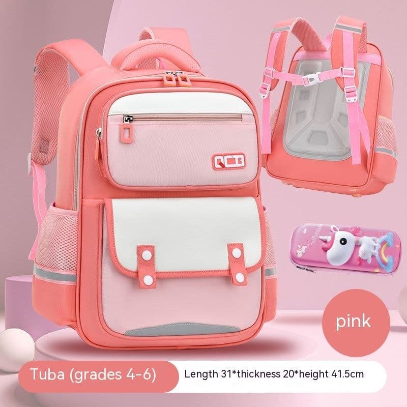 image-Primary School Student Schoolbag Lightweight Spine-protective Burden Reduction Large Capacity