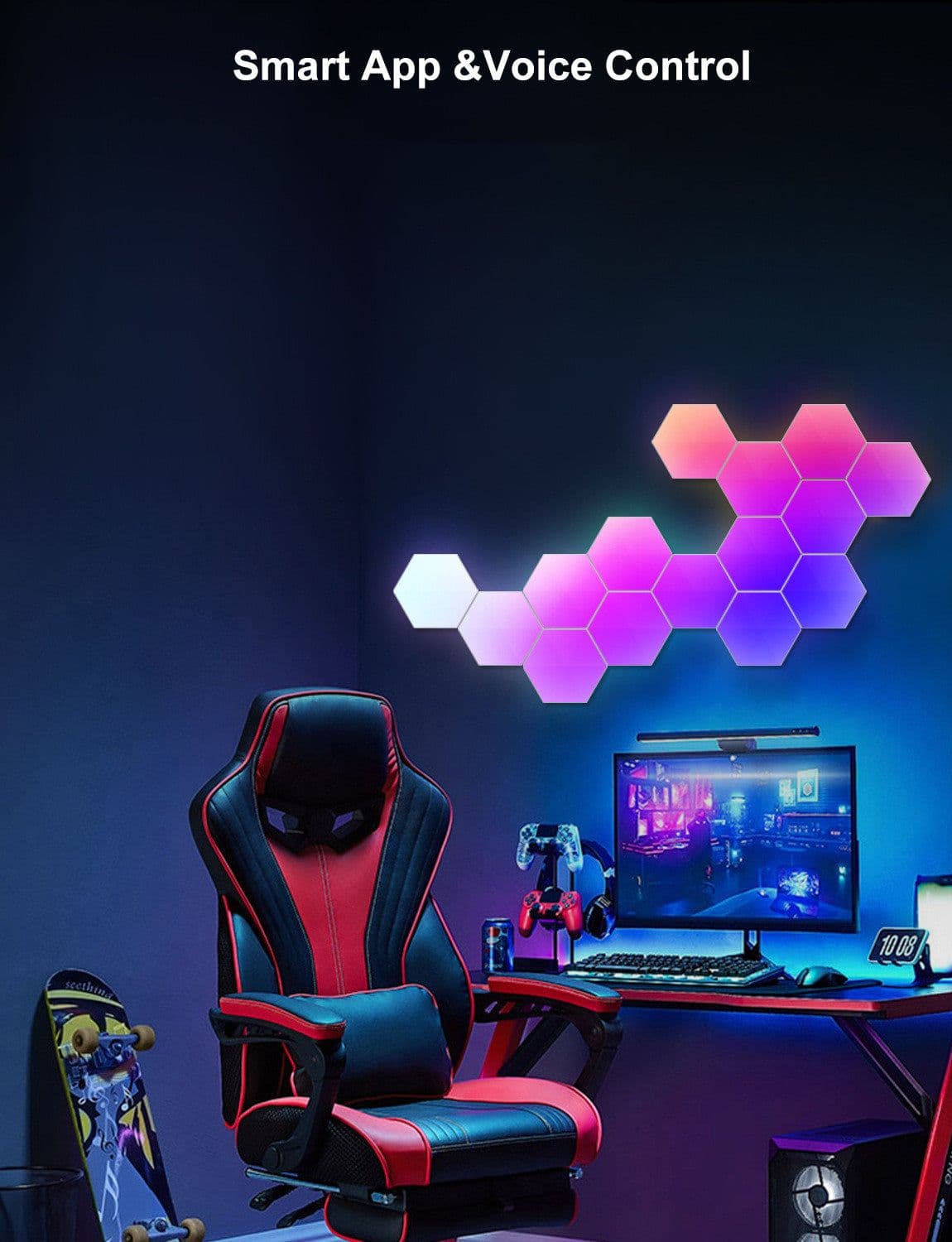image-Graffiti Hexagonal Quantum Lamp Bedside Lamp Wall Lamp E-sports Ambience Light Smart Honeycomb Lamp