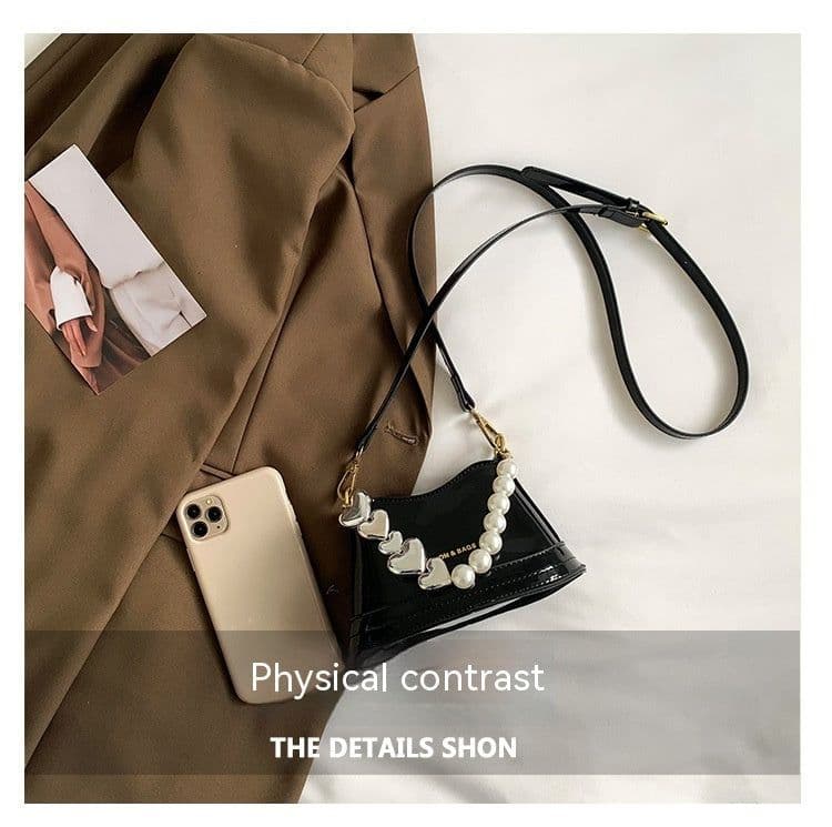 image-Women's Fashion All-match High Sense Pearl Chain Shoulder Cross Body Bucket Bag