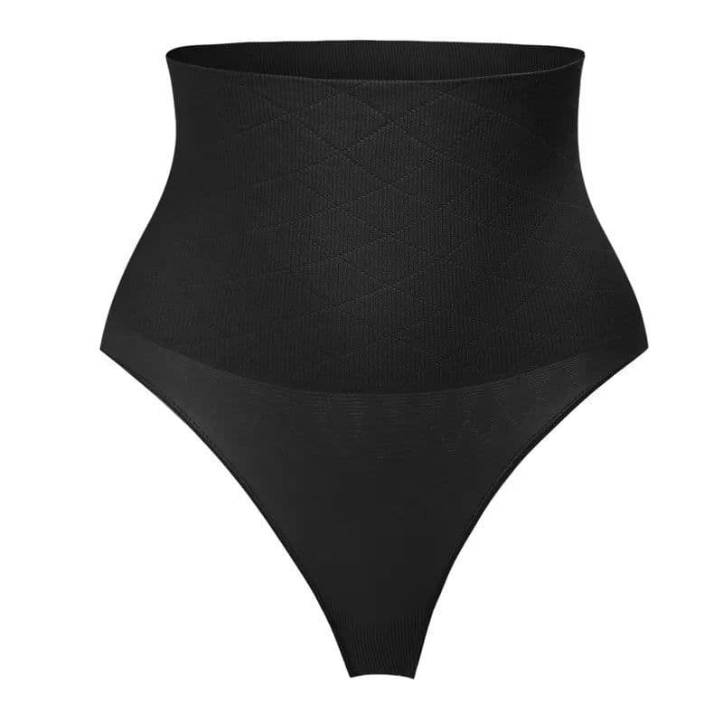 image-Mid Waist Seamless T-back Belly Striped Briefs High Elastic Plus Fishbone Thin Women's Underwear