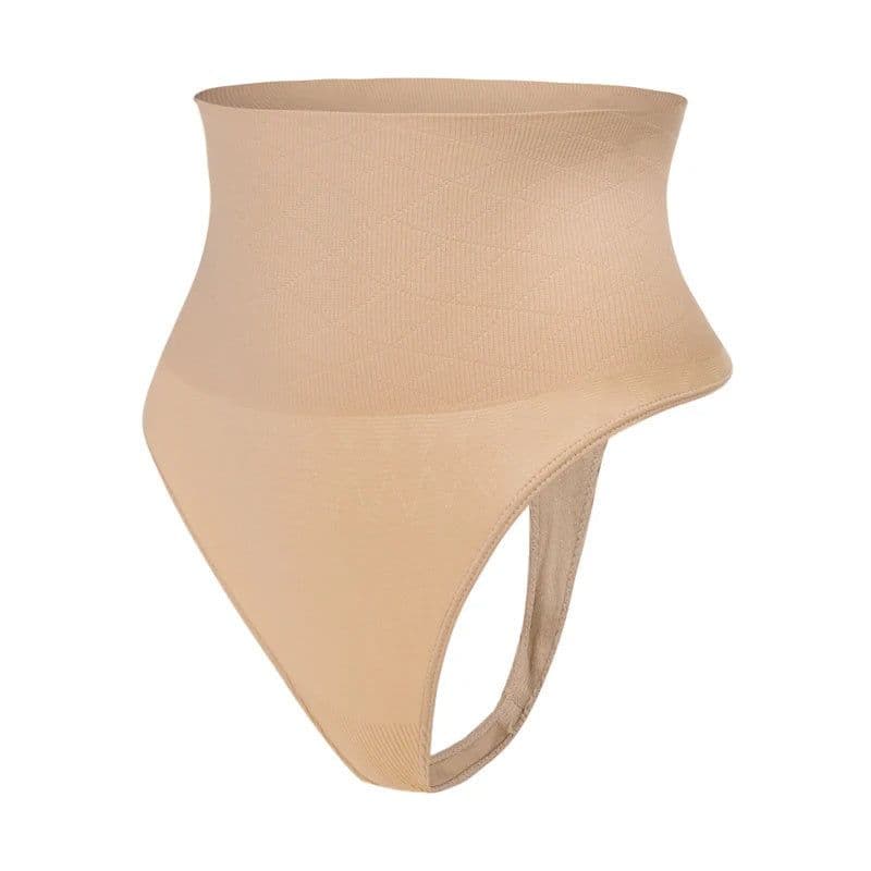 image-Mid Waist Seamless T-back Belly Striped Briefs High Elastic Plus Fishbone Thin Women's Underwear