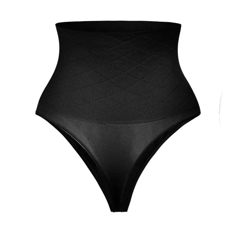 image-Mid Waist Seamless T-back Belly Striped Briefs High Elastic Plus Fishbone Thin Women's Underwear