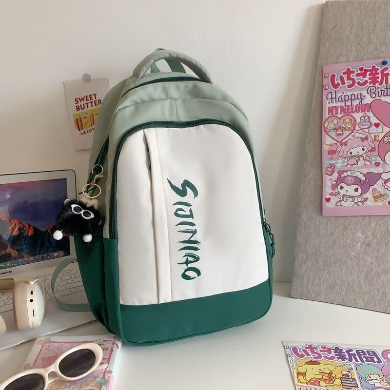 image-Women's Middle School And College Students Contrast Color Japanese Minority Large Capacity Backpack Simple