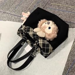 image-Large Capacity Canvas Bag Niche Commuter Tote Women's Simple All-matching Striped