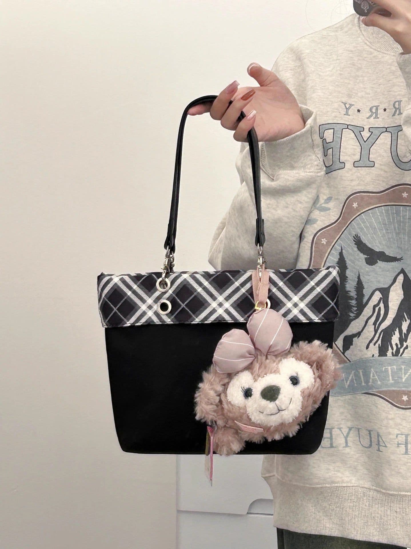 image-Large Capacity Canvas Bag Niche Commuter Tote Women's Simple All-matching Striped