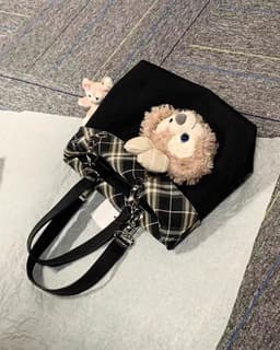image-Large Capacity Canvas Bag Niche Commuter Tote Women's Simple All-matching Striped