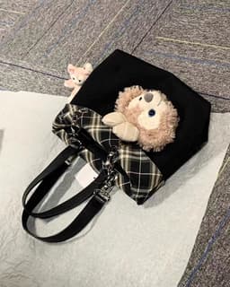 image-Large Capacity Canvas Bag Niche Commuter Tote Women's Simple All-matching Striped