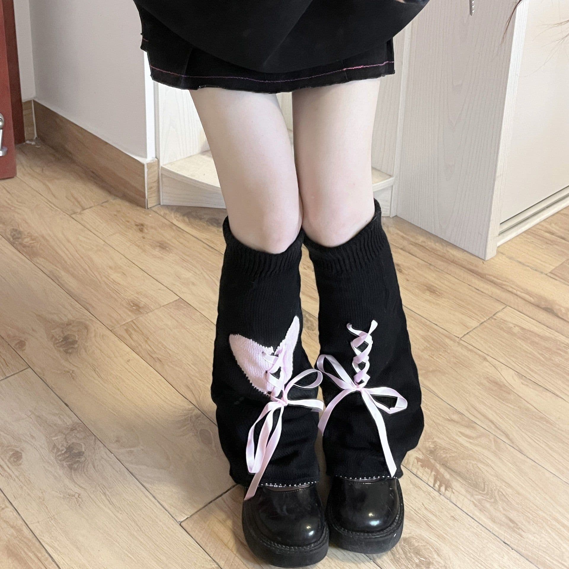 image-Leg Warmer Lolita Bow Hollow Out Pile Style Foot Sock