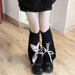 image-Leg Warmer Lolita Bow Hollow Out Pile Style Foot Sock