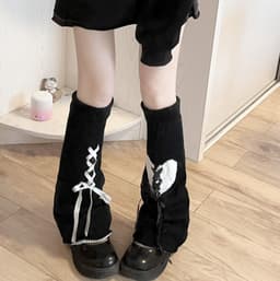 image-Leg Warmer Lolita Bow Hollow Out Pile Style Foot Sock