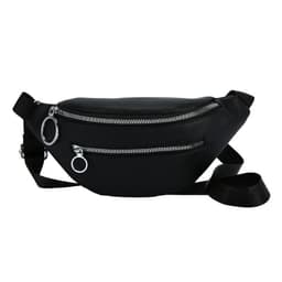 image-Women's Fashion All-match Casual Solid Color Soft Surface Double Zipper Waist Bag