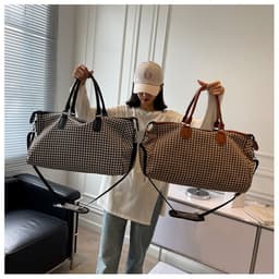 image-Travel Large Capacity Plaid Colorblock Handbag For Women